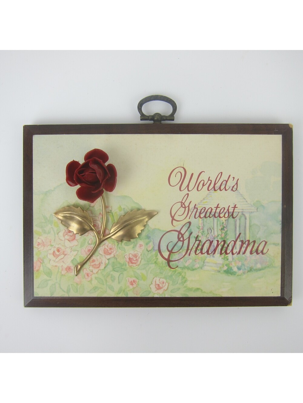 Vintage Paula Plaques Of Memories World's Greatest Grandma 3D Rose Flower 1979